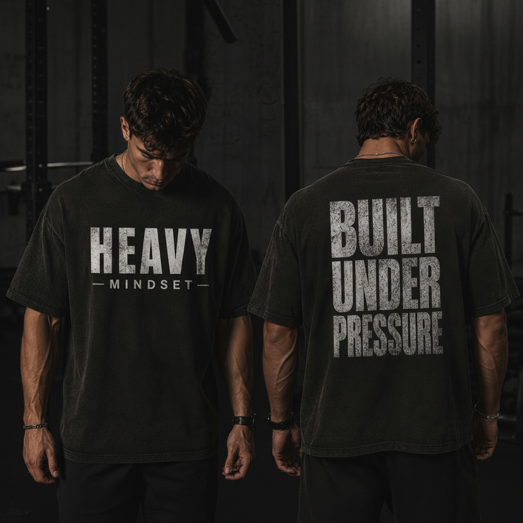 Heavy Mindset oversized tee - front and back mockup